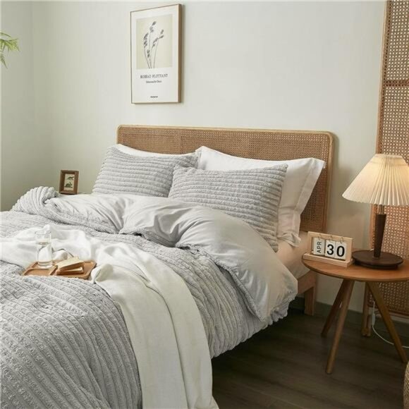 Tufted Duvet Cover Soft and Washed Microfiber Grey - Picture 2 of 6